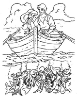 coloriage ariel la sirene et le prince eric dans la barque